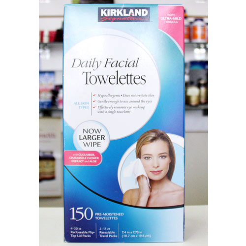 Kirkland Signature Daily Facial Cleansing Towelettes, 150 Count