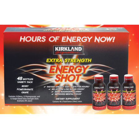 Kirkland Signature Extra Strength Energy Shot, 48 Bottles (2 oz Each)