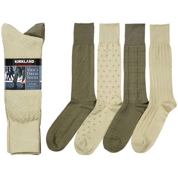 Kirkland Signature Mens Dress Socks - Tan, 4 Pair