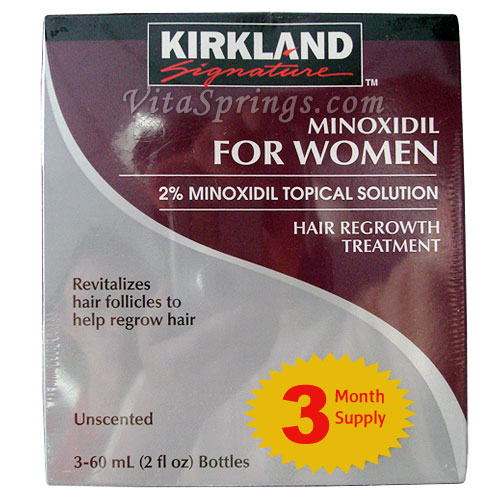 Kirkland Signature Minoxidil for Women, Hair Regrowth Treatment, 3 Bottles x 2 oz Each