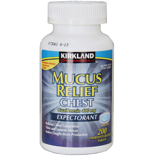 Kirkland Signature Mucus Relief, Chest Expectorant, Guaifenesin 400 mg, 200 Tablets