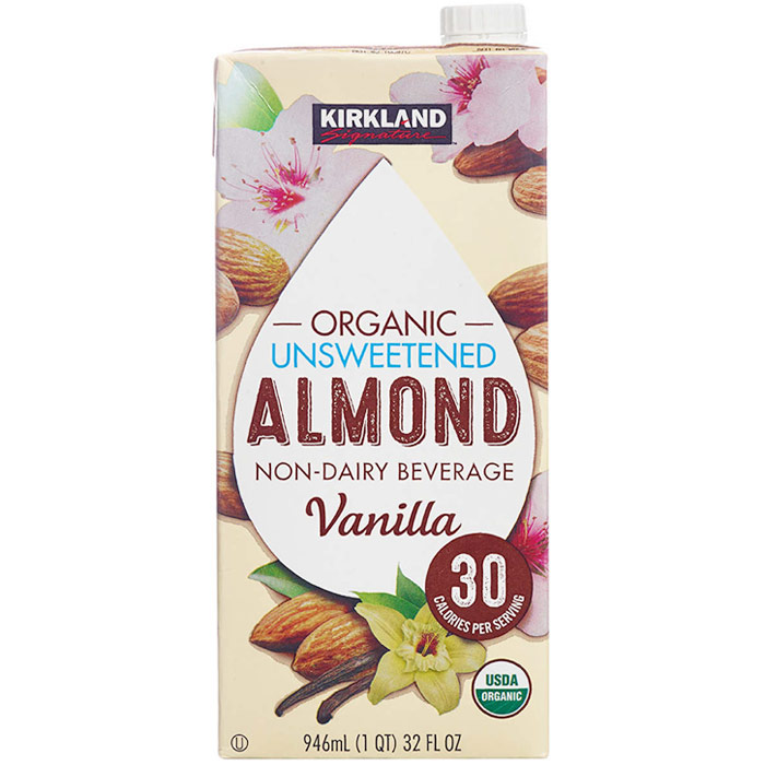Kirkland Signature Organic Unsweetened Vanilla Almond Non-Dairy Beverage, 32 oz x 6 Pack
