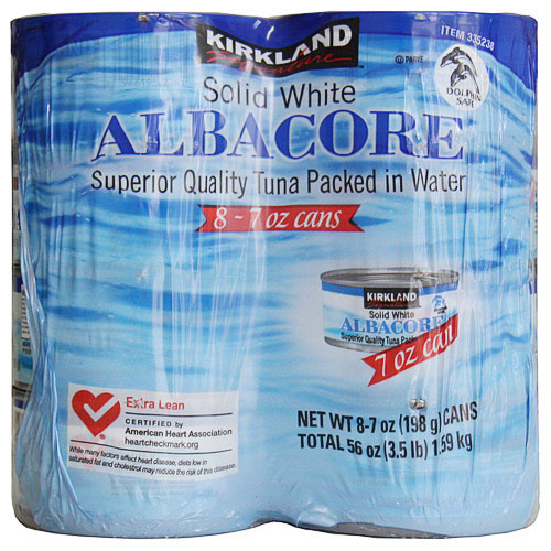 Kirkland Signature Solid White Albacore, Superior Quality Tuna in Water, 7 oz x 8 Cans