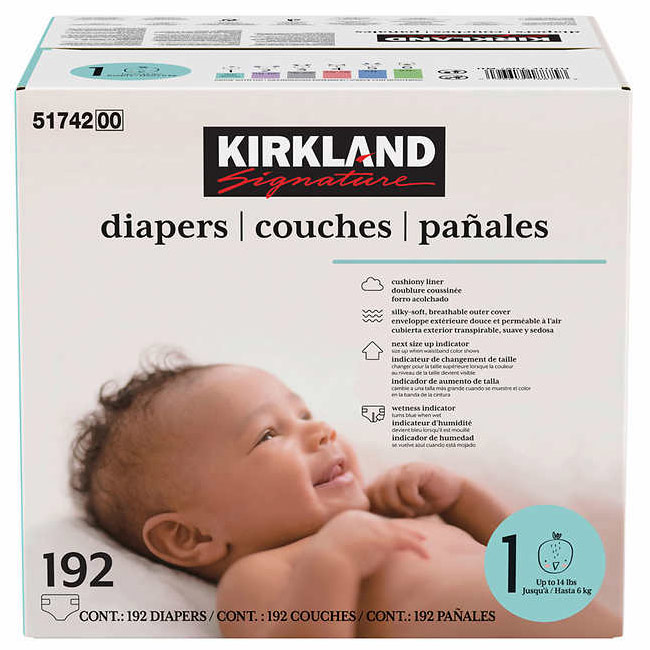 Kirkland Signature Supreme Baby Diapers, Size 1, 192 Count