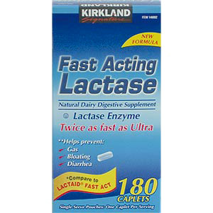 Kirkland Signature Fast Acting Lactase 180 Caplets