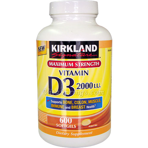 Kirkland Signature Vitamin D3 2000 IU, 600 Softgels