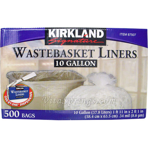 Kirkland Signature Wastebasket Liners Trash Bags 10 Gallon, 500 Bags