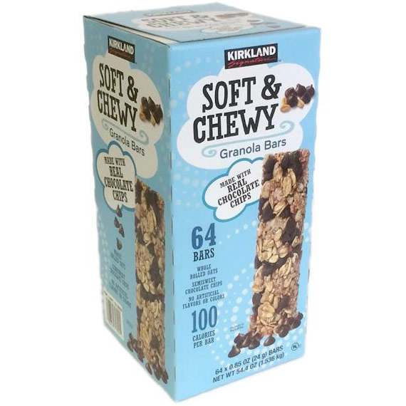 Kirkland Signature Soft & Chewy Granola Bars with Chocolate Chip, 64 Bars (54.4 oz)