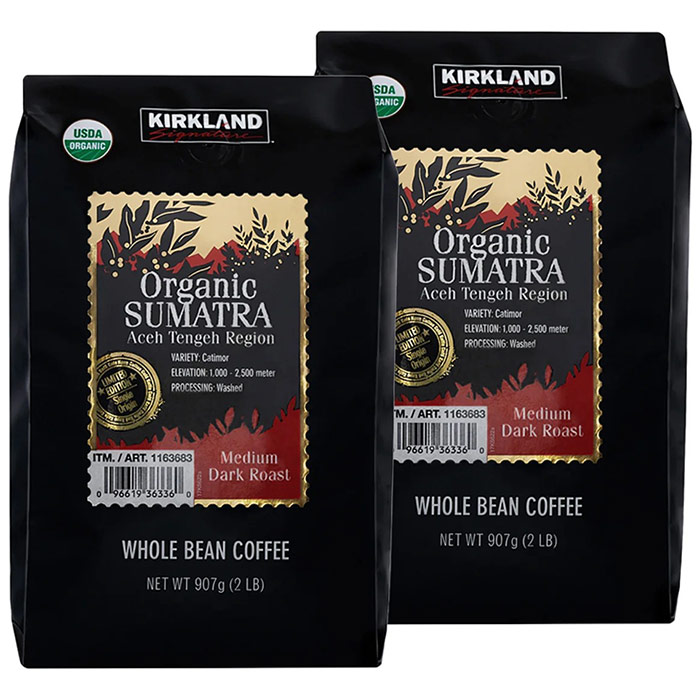 Kirkland Signature Sumatran Whole Bean Coffee, 3 lb x 2 Pack