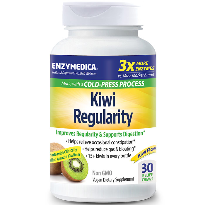 Kiwi Regularity, Improves Regularity & Supports Digestion, 30 Relief Chews, Enzymedica