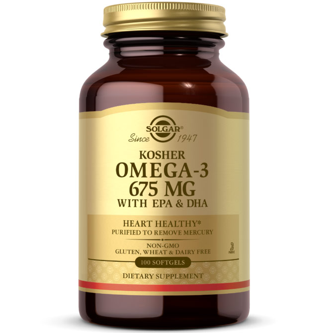 Kosher Omega-3 675 mg with EPA & DHA, Value Size, 100 Softgels, Solgar