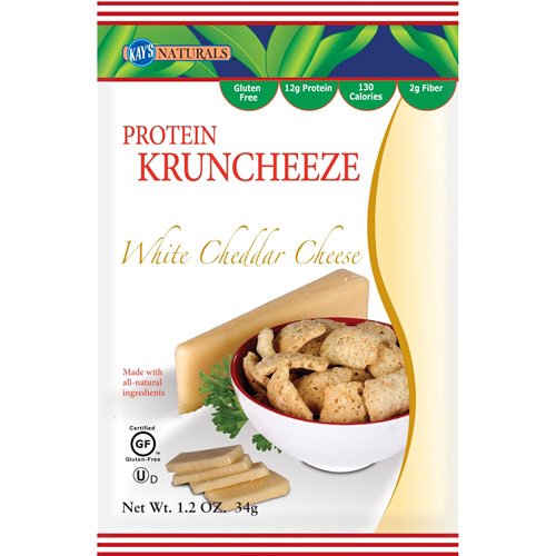 Kruncheeze - White Cheddar Cheese, High Protein Snack, 1.2 oz x 6 Bags, Kays Naturals