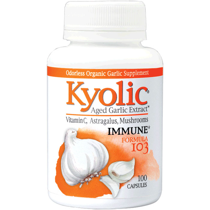 Kyolic Aged Garlic Extract Formula 103, with Vitamin C & Astragalus, 200 caps, Wakunaga Kyolic