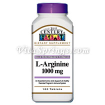L-Arginine 1000 mg, 100 Tablets, 21st Century Health Care