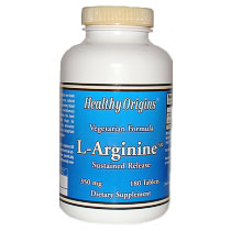 L-Arginine, Sustained Release, 350 mg, 180 Tablets, Healthy Origins
