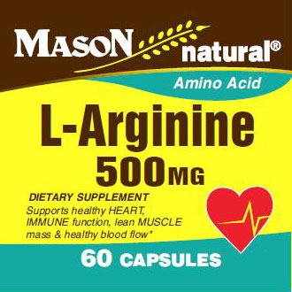 L-Arginine 500 mg, 60 Capsules, Mason Natural