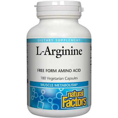 L-Arginine 500 mg, 180 Vegetarian Capsules, Natural Factors