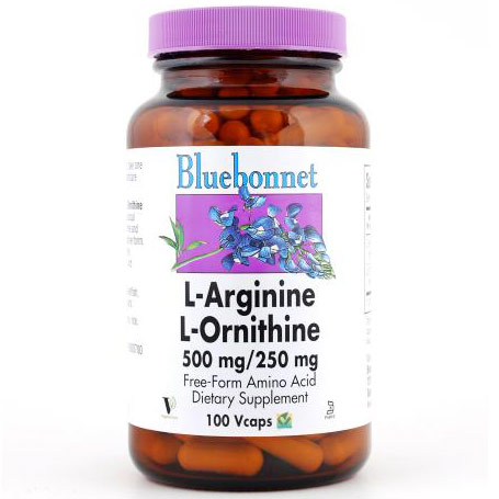 L-Arginine 500 mg & L-Ornithine 250 mg, 100 Vcaps, Bluebonnet Nutrition