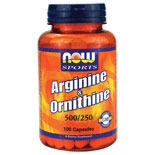 L-Arginine & Ornithine 500/250 mg 100 Caps, NOW Foods