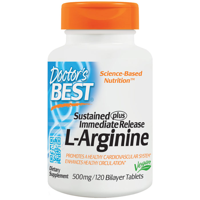 L-Arginine Sustained plus Immediate Release, 500 mg, 120 Bilayer Tablets, Doctors Best