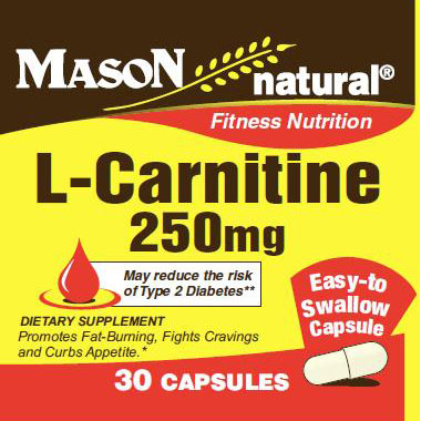 L-Carnitine 250 mg, 30 Capsules, Mason Natural