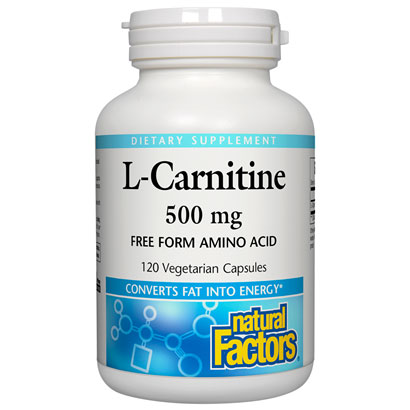L-Carnitine 500 mg, 60 Vegetarian Capsules, Natural Factors