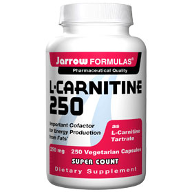 Jarrow Formulas L-Carnitine 250 (Tartrate), 250 Vegetarian Capsules, Jarrow Formulas