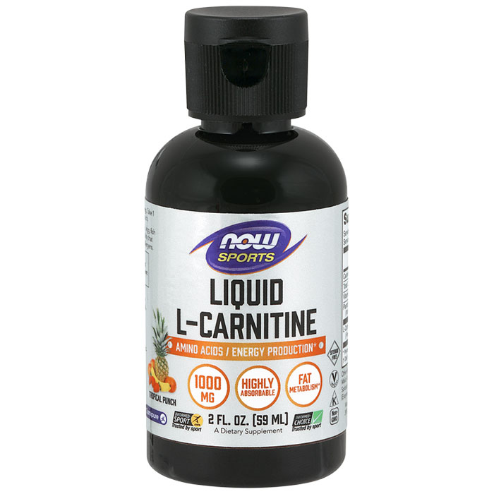 L-Carnitine Liquid 1000 mg - Tropical Punch, 2 oz, NOW Foods