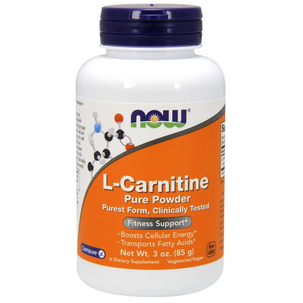 L-Carnitine Pure Powder, 3 oz, NOW Foods