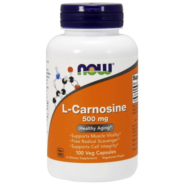 L-Carnosine 500mg 100 Vcaps, NOW Foods