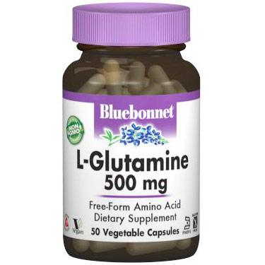 L-Glutamine 500 mg, 50 Vegetable Capsules, Bluebonnet Nutrition
