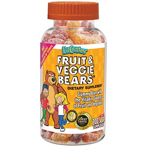 Lil Critters Fruit & Veggie Bears for Children, 200 Gummy Bears Vegetarian Approved