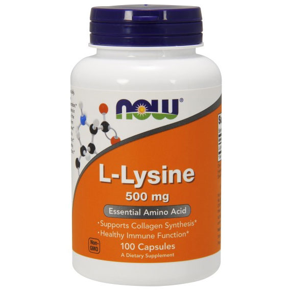 L-Lysine 500 mg, 100 Capsules, NOW Foods