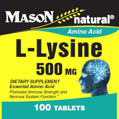 L-Lysine 500 mg, 100 Tablets, Mason Natural