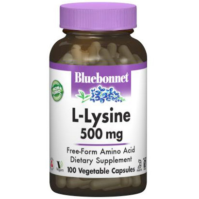 L-Lysine 500 mg, 100 Vegetable Capsules, Bluebonnet Nutrition