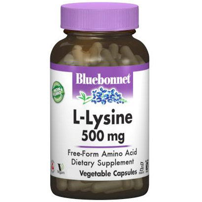 L-Lysine 500 mg, 50 Vegetable Capsules, Bluebonnet Nutrition