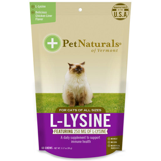 L-Lysine Chews for Cats, 60 Chews, Pet Naturals of Vermont