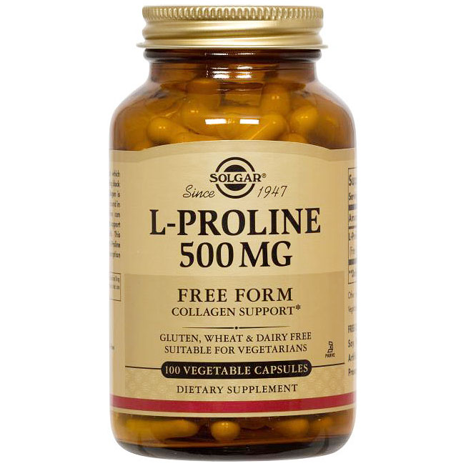 L-Proline 500 mg, 100 Vegetable Capsules, Solgar