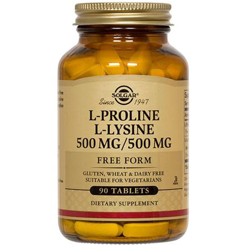 L-Proline/L-Lysine 500/500 mg, 90 Tablets, Solgar