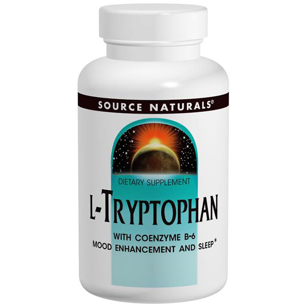 L-Tryptophan with Coenzyme B-6 1000 mg, 60 Tablets, Source Naturals