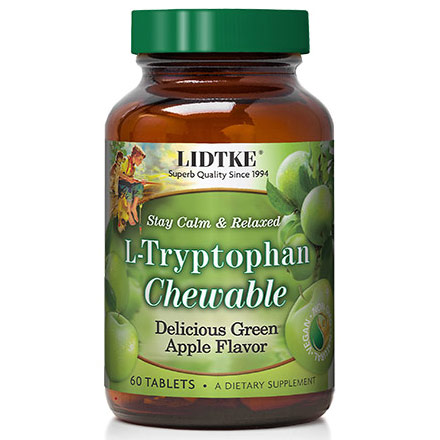 L-Tryptophan Chewable, Green Apple Flavor, 60 Tablets, Lidtke