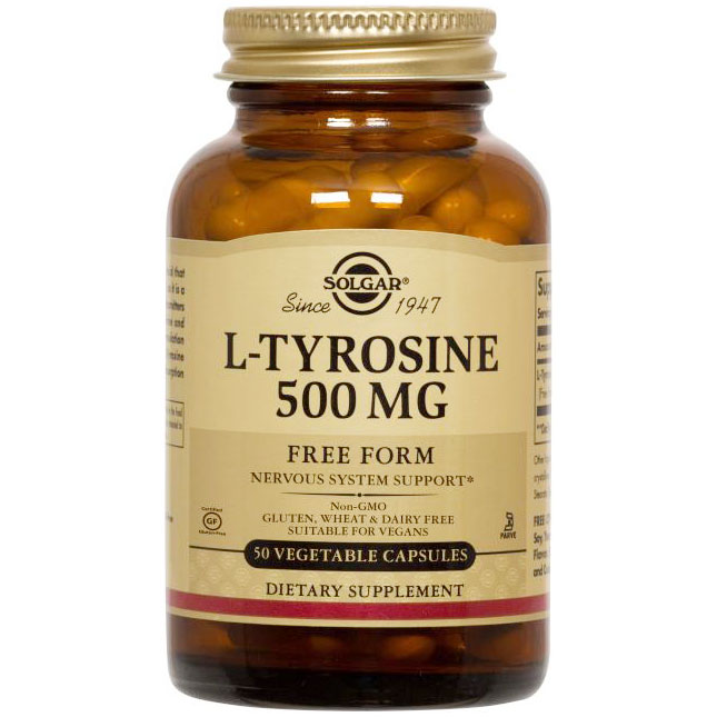 L-Tyrosine 500 mg, 100 Vegetable Capsules, Solgar