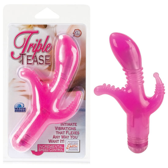 Triple Tease Vibe - Pink, 3-Way Vibrating Stimulator, California Exotic Novelties