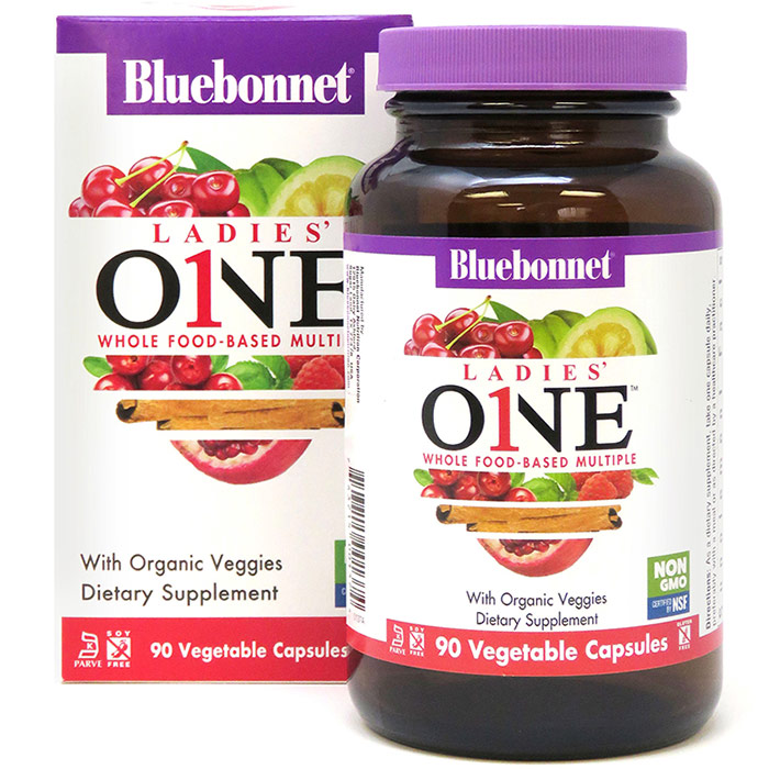 Ladies One Whole Food Based Multiple, Value Size, 90 Vegetable Capsules, Bluebonnet Nutrition