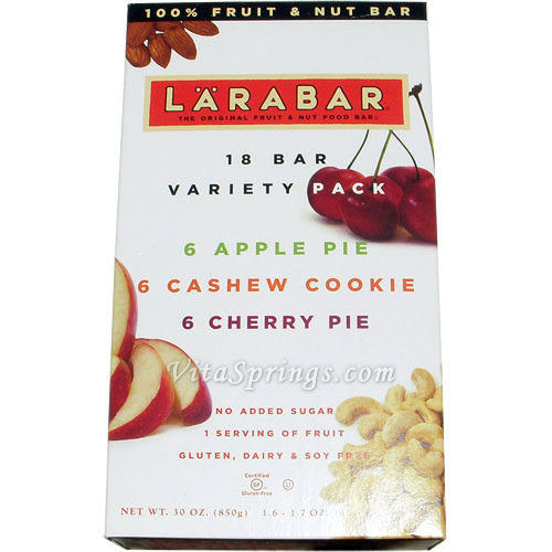 Larabar Fruit & Nut Bar Variety Pack, 18 Bars (Apple Pie, Cashew Cookie, Cherry Pie)