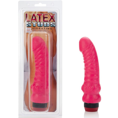 Latex Studs Ribbed Vibe - Pink, California Exotic Novelties