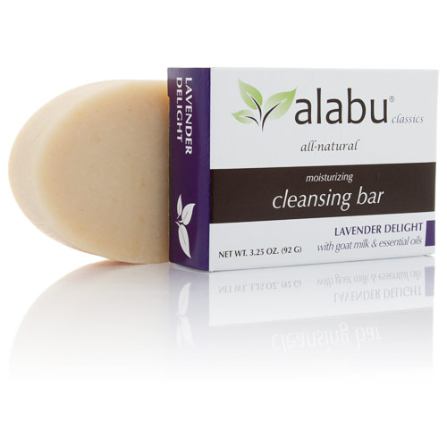 Lavender Delight Moisturizing Cleansing Bar Soap, with Goat Milk & Essential Oils, 3.25 oz, Alabu Sk