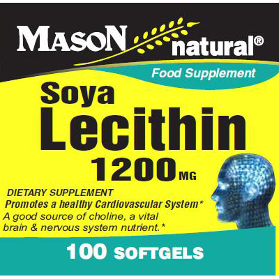 Mason Natural Soya Lecithin 1200 mg, 100 Softgels, Mason Natural