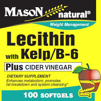 Mason Natural Lecithin with Kelp/B-6, 100 Softgels, Mason Natural