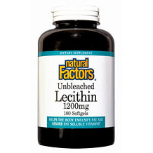 Lecithin Unbleach 1200mg 180 Softgels, Natural Factors